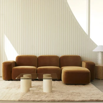 Скандинавский легкий диван из роскошной ткани, двуспальный дизайнерский арт, простая мода, креативная маленькая гостиная, современное сочетание