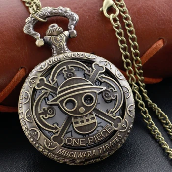 Анимация пиратов, полые кварцевые карманные часы, ожерелье в стиле стимпанк, часы, металлические часы, подвеска из нержавеющей стали, подарок на короткой цепочке