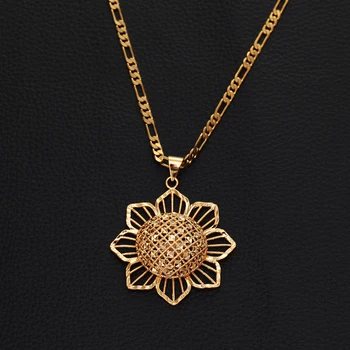 Модное ожерелье с подвеской в виде цветка солнца золотого цвета Модные изысканные ювелирные изделия из растений в африканском стиле