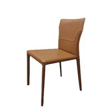 Обеденный стул из натуральной кожи с седлом, одноместный стул для отдыха, легкий роскошный обеденный стул, мебель в европейском стиле
