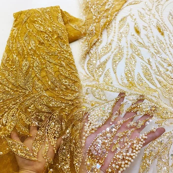 Тим Голд французский тюль вышивка хрустальный жемчуг блестки кружевная ткань высококачественная новейшая роскошная кружевная ткань из бисера свадебное платье