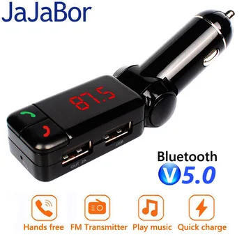 JaJaBor FM-Передатчик Bluetooth 5.0 Автомобильный Комплект Громкой Связи AUX Аудио MP3-Плеер Поддержка USB Флэш-накопителя Автомобильное Зарядное Устройство FM-Модулятор