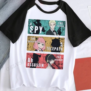 Футболки Аниме Spy x Family, детская одежда, детская футболка с 3D принтом и круглым вырезом, Модный черно-белый повседневный топ Kawaii для мальчиков и девочек