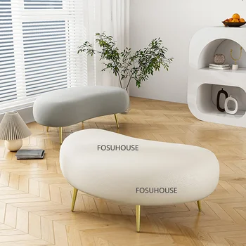 Современная переносная боковая скамейка из искусственной кожи для мебели для спальни, простой дизайн в форме кешью, подставка для ног в гостиной