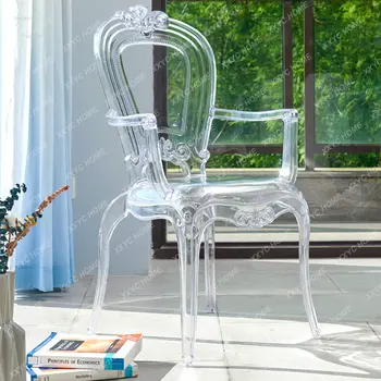 Прозрачные обеденные стулья, Минималистичная мебель для дома, Пластиковый обеденный стул со спинкой, легкий хрустальный стул для роскошного отеля