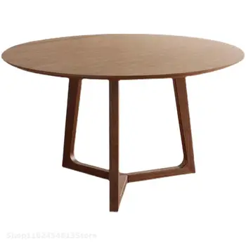 Скандинавский свет Роскошный Обеденный стол из чистого массива дерева, Домашний Круглый стол для маленькой квартиры, стол для кафе для отдыха, комбинация стола и стула