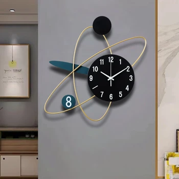 Большие Простые настенные часы Современный дизайн гостиной Арт Металл Роскошный Фон Цифровые Настенные Часы Креативное Украшение дома