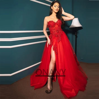 Красные вечерние платья Geogeous Sweetheart с высоким разрезом, платья для выпускного вечера, сшитые на заказ для особых случаев, Vestidos De Fiesta Noche Robe Soiree