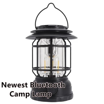 Новый походный фонарь Bluetooth на открытом воздухе, многофункциональный водонепроницаемый перезаряжаемый походный фонарь, палатка в стиле ретро