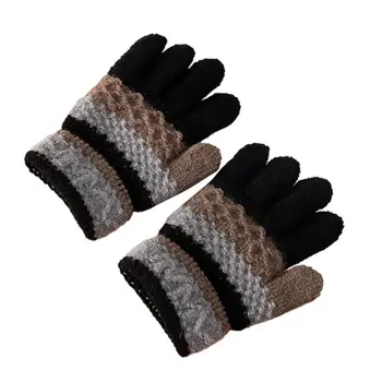 Студенческие перчатки в полоску Осень-зима Тонкой работы, полосатые перчатки с полными пальцами для мальчиков и девочек, зимние перчатки для школы