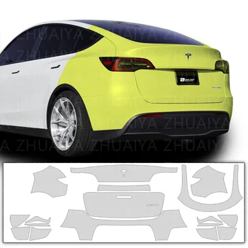 Полный задний комплект, 7,5-миллиметровая предварительно вырезанная защитная пленка для краски, прозрачный бюстгальтер, комплект пленки с наклейками PPF, совместимый с для Tesla Model Y 2020-2023 гг.
