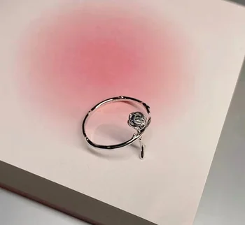 Кольцо с розой, женское Простое Дизайнерское решение ко Дню Святого Валентина, Персонализированное Кольцо с регулируемым отверстием, Ювелирный подарок с шипом