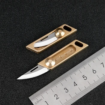 Портативные мини-ножи-толкатели, Латунный Карманный нож для мужчин, брелок, Резак для распаковки, для выживания на открытом воздухе, Косой Мультитул EDC Tools