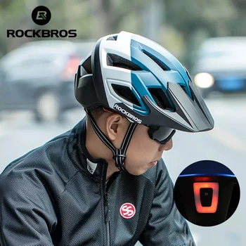 Велосипедный шлем ROCKBROS со светодиодной подсветкой, перезаряжаемый Велосипедный шлем, Велосипедный шлем для горной дороги, Спортивная Безопасная шляпа для мужчин, велосипедное снаряжение