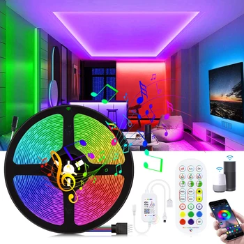 Светодиодная лента RGB 5050, контроллер Wi-Fi, лента Google Home, лампа для голосового управления Alexa, подсветка телевизора Tuya Smart Life, декор комнаты
