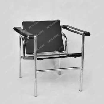 Скандинавская средневековая мебель Кресло Bascuran Повседневный офисный стул в стиле Ретро из стальной трубы Bauhaus, обтянутый коровьей кожей, классический дизайн