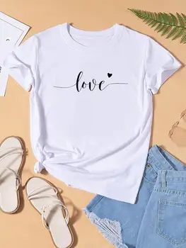 Love Sweet Valentine, Трендовая милая футболка с модным принтом, Летняя женская рубашка с коротким рукавом, графическая футболка