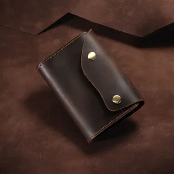 Ретро Кожаный мини-кошелек для кредитных деловых карт, удобный мужской Смарт-кошелек, визитница, кошелек для наличных, футляр для карт