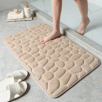 Бытовой входной ковер с тиснением из булыжника, минималистичный водопоглощающий коврик для ног в ванной, противоскользящий коврик в ванной