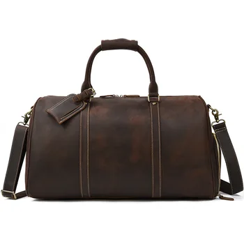 Роскошная винтажная мужская дорожная сумка из натуральной кожи с карманом для обуви, 22-дюймовая сумка большой емкости, сумка для фитнеса через плечо