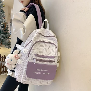 Женская модная школьная сумка в клетку с принтом, водонепроницаемый рюкзак для колледжа, женский дорожный рюкзак Kawaii, сумка для ноутбука Унисекс