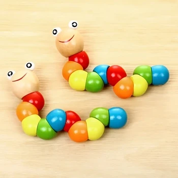 1 шт. деревянные игрушки Очаровательная кукольная игрушка-гусеница Hungry Caterpillar, яркого цвета и разнообразного моделирования, подходит для раннего обучения