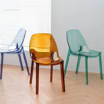 Скандинавские Прозрачные Обеденные стулья Минималистичный Пластиковый обеденный стул с современной спинкой Ресторанная Мебель Акриловый Креативный Обеденный стул