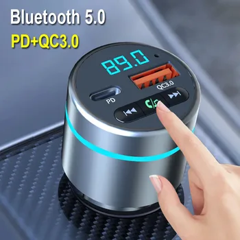 Bluetooth 5.0 FM-передатчик Беспроводной автомобильный комплект громкой связи FM-модулятор PD Quick Charge 3.0 Радиоадаптер-модулятор