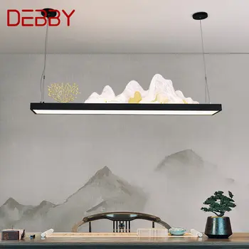 Подвесная люстра TEMAR в китайском стиле, Современная светодиодная, 3 цвета, креативные подвесные светильники с пейзажем для домашнего чайного домика, столовой