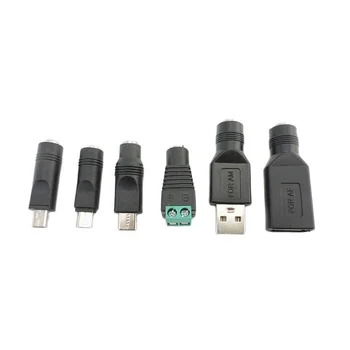 Разъем Питания Постоянного тока к Mirco Type C Mini 5pin USB A Мужской Женский конвертер Адаптер Питания Штекерный Разъем для Ноутбука 5,5x2,1 мм p