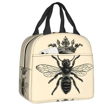 Изготовленная на заказ винтажная французская сумка для ланча Queen Bee, мужская и женская сумка-холодильник, теплые изолированные ланч-боксы для учащихся школы