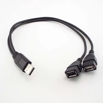 Адаптер питания от USB A-Male до 2 A-Female, конвертер USB 2.0 от мужчины к двойному Y-образному разветвителю, удлинитель для зарядки постоянным током L1