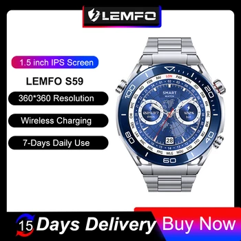 LEMFO Мужские Смарт-часы 2023 Bluetooth Вызов NFC Умные Часы Для Мужчин 1,5 Дюймов 360 * 360 HD Экран Воспроизведение Музыки Беспроводная Зарядка