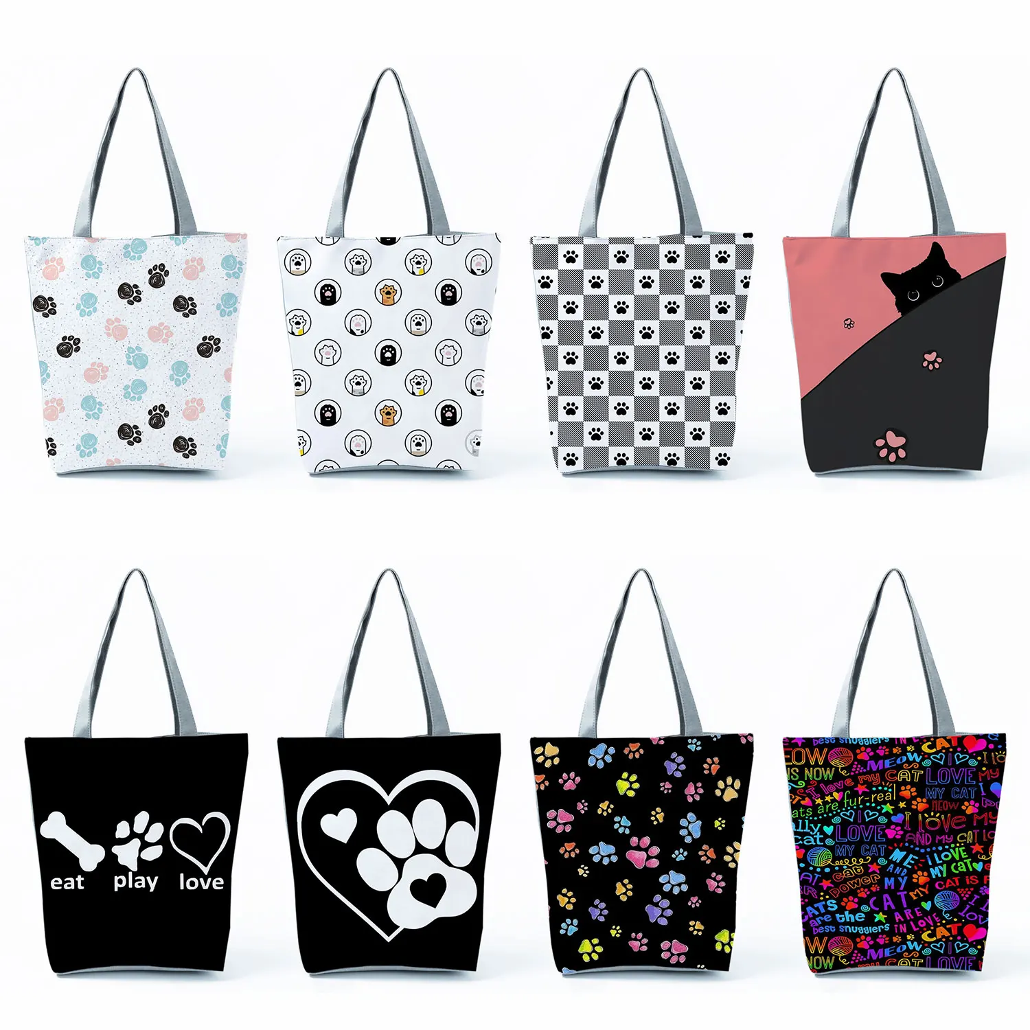 Вместительная модная подарочная сумка на заказ, забавные хозяйственные сумки с принтом Собачьей лапы, пляжная женская сумка-тоут, Эко-портативные сумки