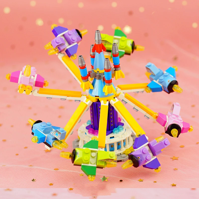 Парк развлечений Dream Giant Stride Plane Архитектура игровой площадки 3D модель DIY Мини блоки Кирпичи Строительные игрушки для детей